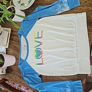 CHASER Rainbow Love raglan baseball tee/ t-shirt medium
